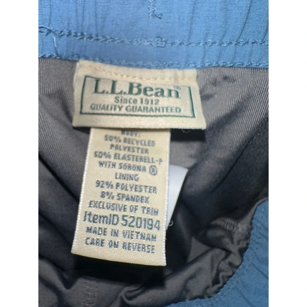 LL Bean Mens Bounder Board Shorts Light Blue Elastic Waist 7 Inch Inseam Large